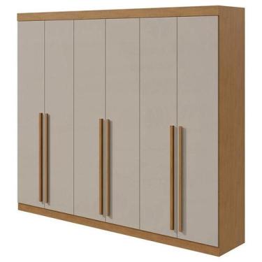 Imagem de Guarda Roupa Casal Bertha 6 Portas Amêndoa Clean Off White - Lopas - M