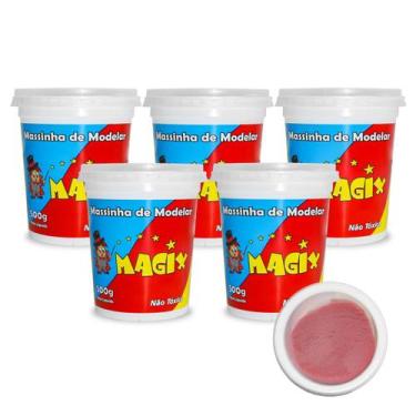 Imagem de Kit 5 Potes Massa Massinha de Modelar Infantil 500g Escolar - Magix, V