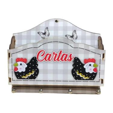 Imagem de Porta chaves e cartas de Mdf Adesivado Galinhas - Hp Decor