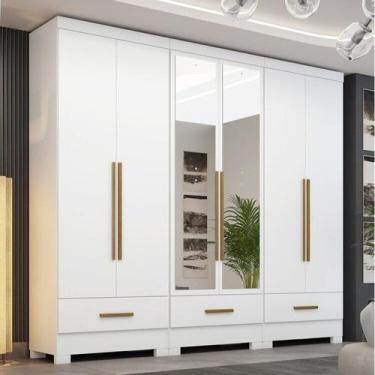 Imagem de Quarto Modulado 100% MDF 3 Peças 6 Portas 3 Gavetas com Espelhos Smart