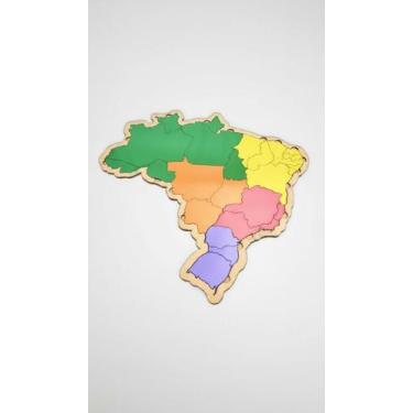 Imagem de Mapa Brasil Madeira Encaixe Educativo 42cm - Congratulations Store