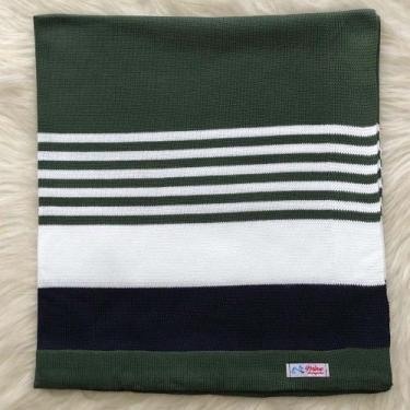 Imagem de Manta Listrada Bebê Tricot Maternidade Infantil - mimo da cegonha, Ver