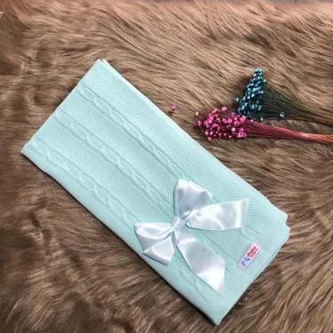 Imagem de Manta Bebe Trico Laço Removível Trança Maternidade Tricot - Mimo da Ce