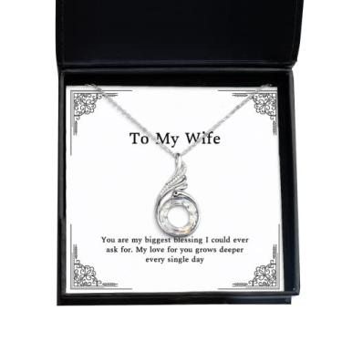 Imagem de SpreadPassion Presentes brilhantes para esposa, You are My Biggest Blessing I Could Ever Ask For You, colar de fênix para esposa
