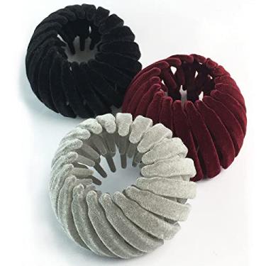 Imagem de Hlily Presilhas De Cabelo Ninho De Pássaros 3 Pacote De Suporte De Rabo De Cavalo Expansível Para Mulheres，Grampos De Cabelo De Veludo Vegetal Acessórios Para Cabelo