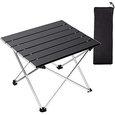 Imagem de Mesa de acampamento portátil, mesa lateral dobrável de alumínio para cozinhar ao ar livre, caminhadas, viagens, piquenique (pequeno-preto)