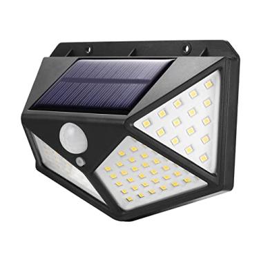 Imagem de Luminária Solar Spot Lâmpada c/ 100 Leds Com Sensor De Presença Iluminação Área Externa Muro A Prova Dágua Branco Frio