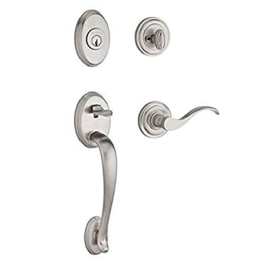 Imagem de Baldwin Reserve SCCOLXCURRTRR150S Single Cylinder Columbus Handleset Right Hand Curve Lever and Traditional Round Rose with Smartkey Satin Nickel Finish