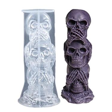 Imagem de velas 3D para fabricação velas,Resina Silicone Halloween para Velas Aromaterapia - vela caveira terror faça você mesmo, fundição