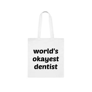 Imagem de Sacola de dentista, bolsa de dentista World's Okayest Dentista, presente para dentista, bolsa de ombro de dentista, sacos reutilizáveis para dentistas, ideia de de Natal, Branco