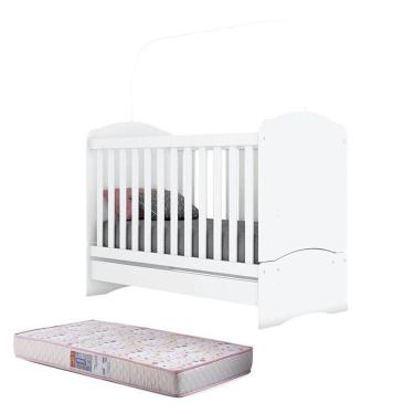 Imagem de Berço Nacional Bala de Menta Branco com Colchão Gazin - Henn