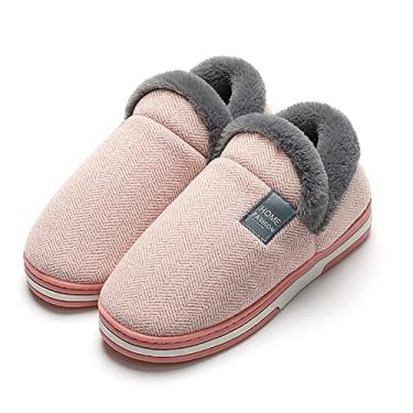 Imagem de Pantufas femininas confortáveis de espuma viscoelástica com cabedal confortável para uso interno ou externo em casa outono inverno