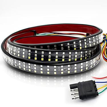 Imagem de Nanpoku Barra de luz traseira de 122 cm com fileira tripla para caminhonete, reboque, SUV, RV Van com função completa, freio vermelho, branco, âmbar reverso, luz de pisca dupla, sem furadeira (122 cm)