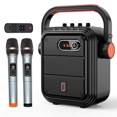 Imagem de JYX Máquina de Karaokê com 2 Microfones Sem Fio UHF, 5200mAh Conjunto de Alto-Falantes Bluetooth 5.0 Sistema PA Recarregável com TWS, FM, REC, Suporta Cartão Bluetooth/USB/TF/Aux-in para Festas