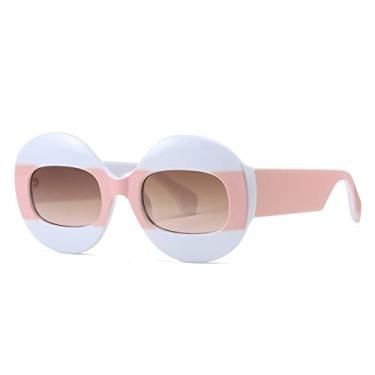Imagem de Moda moldura redonda peça branca guarda-sol combinando cor individual óculos de sol óculos de sol, C5, tamanho único