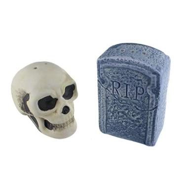 Imagem de Saleiro e pimenteiro de caveira e tombstone