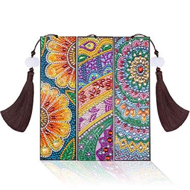 Imagem de Marcador de livro de pintura em diamante com miçangas "Faça você mesmo" Marcadores de livro de couro com borla para o Dia dos Namorados, formatura, aniversário, bordado de artes