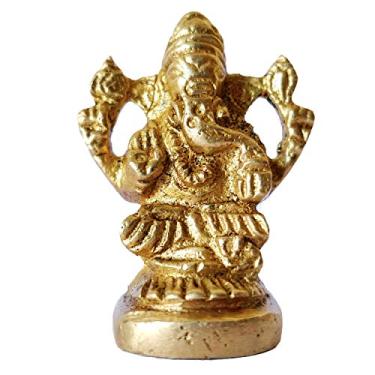 Imagem de GURU JEE Brass Murti Ganesha Estátua de Gajanana Ídolo para Presente Pooja Mandir Temple Home Decor