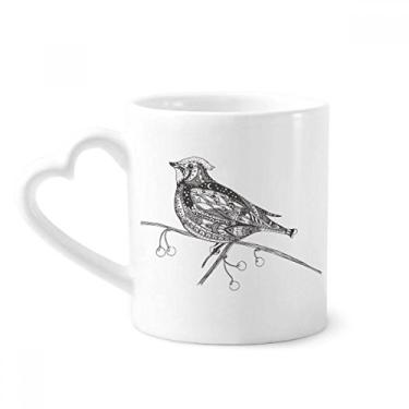 Imagem de Caneca pequena com pintura de pássaro linha voadora caneca de café cerâmica copo de coração de vidro