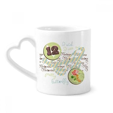 Imagem de Caneca de cerâmica de café com estampa de rosa e borboleta