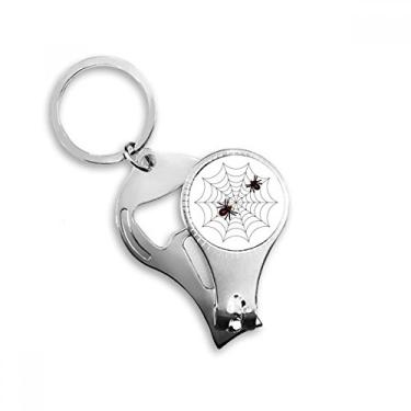 Imagem de Aranha de inseto ilustração de teia de aranha preta anel de pinça chaveiro abridor de garrafa cortador