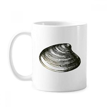 Imagem de Caneca de cerâmica com ilustração de vieira da vida marinha negra cerâmica xícara de porcelana de café louça