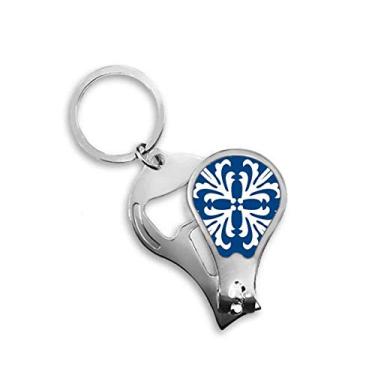 Imagem de Cortador de unhas azul Talavera padrão flor ilustração cortador abridor chaveiro tesoura