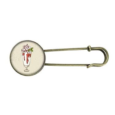 Imagem de Folhas de copo vermelho branco sorvete retrô broche de metal clipe jóias