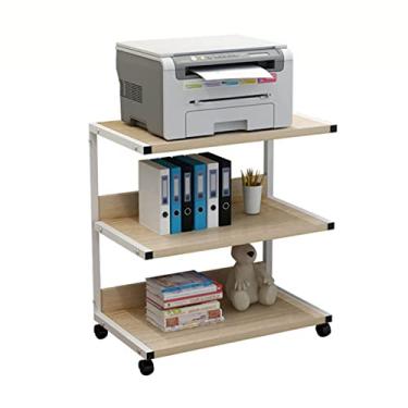 Imagem de KIZQYN Suporte de impressora prateleira do chão ao teto Rack de escritório Rack de cópia Rack de caixa de estrutura principal removível Impressora de mesa de armazenamento multicamadas (Cor: latão)