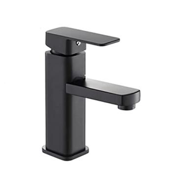 Imagem de LIDON Torneira de banheiro torneira de pia preta banheiro 1 furo torneira da pia do banheiro preto fosco único furo torneira do banheiro torneira do lavatório preta torneira da bacia preta para varanda, preto A (cor: preto A)