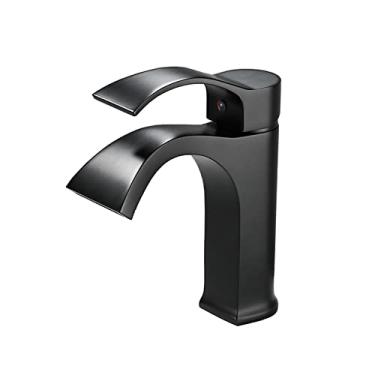 Imagem de LIDON Torneira para pia de banheiro torneira de latão antigo banheiro um furo torneiras de latão furo único torneira de banheiro torneira de água quente e fria torneira de lavatório preto, preto B (cor: preto A)