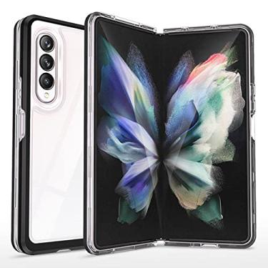 Imagem de Capa traseira rígida transparente para Samsung Z Fold 4 para Samsung Z Fold 4 à prova de choque dobrável para fold4 w22, preto, para Z Fold 3