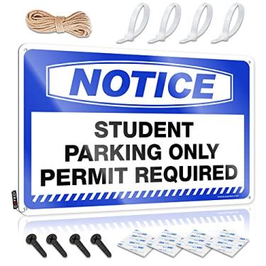 Imagem de Placa engraçada de casa aviso estudante estacionamento apenas permissão necessária placa de lata placa de sinal engraçado sinal de lata de aviso (tamanho: 20 x 30 cm)