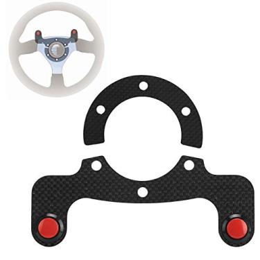Imagem de Kit de botões de buzina para volante de carro, conjunto de botões de buzina externos, fibra de carbono, 6 parafusos, kit de botões de buzina externos para MOMO OMP Nardi Sparco (par)