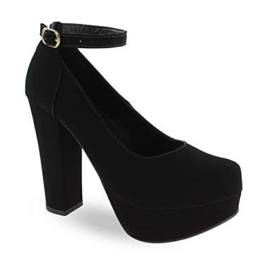 Imagem de Sapato Boneca Meia Pata Salto Grosso Feminino M22 Cor:Preto;Tamanho:34