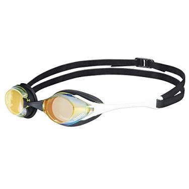 Imagem de ARENA Óculos de natação unissex adulto Cobra Swipe Racing para homens e mulheres lentes espelhadas de policarbonato design hidrodinâmico, cobre amarelo/branco