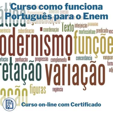 Imagem de Curso Online em videoaula de como funciona Português para o Enem com Certificado + 2 brindes