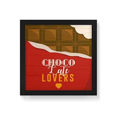 Imagem de Arte Maníacos Quadro Decorativo em Madeira Choco Lovers Mordido Vemelho - 30x30cm (Moldura caixa em laca preta)