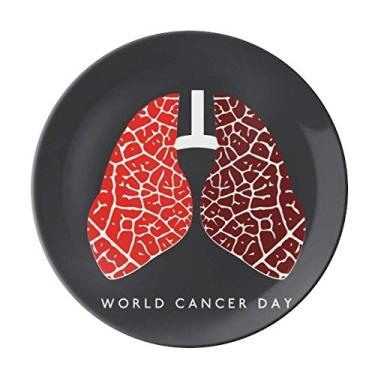 Imagem de Placa decorativa para o Dia do Câncer Mundial Padrão de Pulmão de Porcelana Salver Prato de Jantar