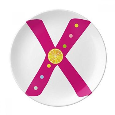 Imagem de X Alfabeto Laranja Frutas Linda Prato Decorativo Porcelana Salver Prato de Jantar