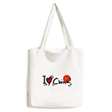 Imagem de I Love China Word Flag Heart Tote Canvas Bag Shopping Satchel Casual Bolsa