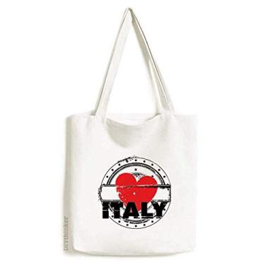 Imagem de I Love Italy Word Love Heart Circle Shape Tote Canvas Bag Shopping Satchel Casual Bolsa
