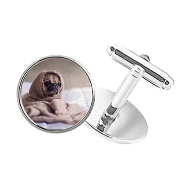 Imagem de DIYthinker Bulldog Pet Animal Lonely Picture Abotoaduras com fecho de botão redondo