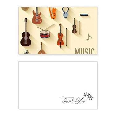 Imagem de Instrumentos musicais, padrão combinado, cartão de agradecimento, aniversário, saudações, casamento, agradecimento