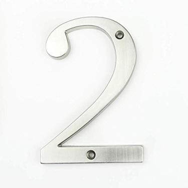 Imagem de Placa flutuante 3D de 10,16 cm, liga de números de porta de níquel acetinado com número de altura, montagem em parafuso, placa de caixa de correio grande 0-9, antiferrugem, fácil de ler