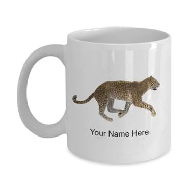 Imagem de Caneca personalizada de leopardo, xícara de café de leopardo, ideia de presente de leopardo, copo de oncinha personalizado, caneca de café de 325 ml