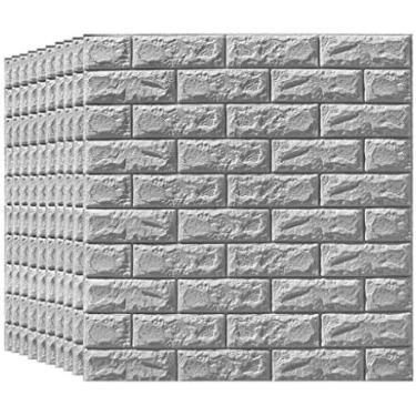Imagem de Papel De Parede ClássicoPainéis De Parede 3D Para Decoração De Parede Interior Papel De Parede De Tijolo Cinza,Pacote Com 10,Pleasant63