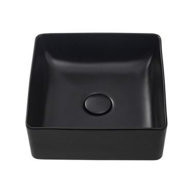 Imagem de Cuba De Apoio Para Banheiro Quadrada Slim Louça Cerâmica 31 cm Crisoprásio Pingoo.casa - Preto Fosco