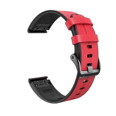 Imagem de GANYUU Pulseira de couro para Garmin Fenix 5/5X/5S Plus 6/6X/6S Pro 945 935 3 HR D2 Pulseira inteligente 22 26mm Pulseira de liberação rápida (Cor: Couro A, Tamanho: 22mm Fenix 5 5Plus)