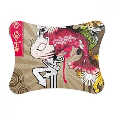 Imagem de Moldura de quebra-cabeça com estampa de ondas japonesas para decoração de imagem